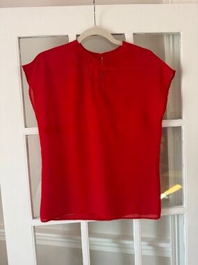 Vintage Union Made Sheer Red Short Sleeve Blouse